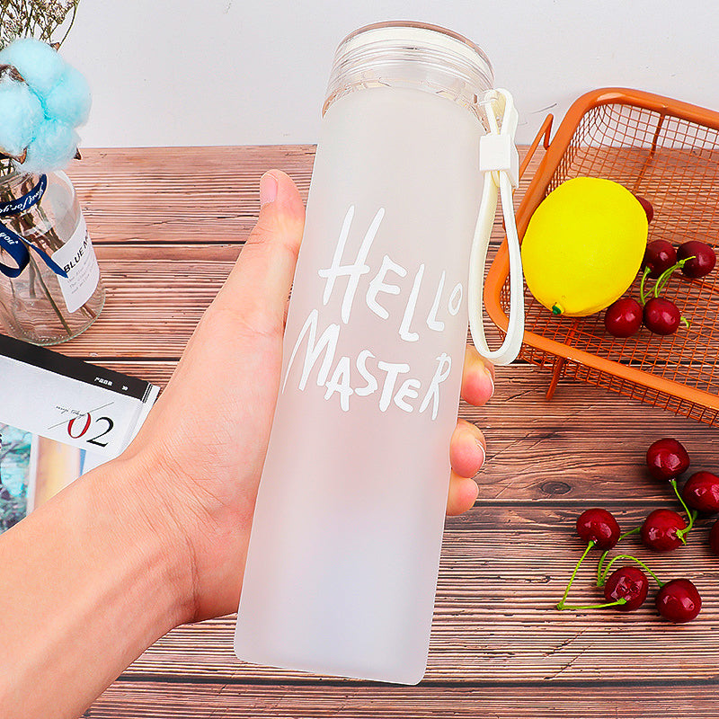 Tomatodo - Hello Master transparente Perfecto para jugos y bebidas, con correa anti caídas para muñeca 