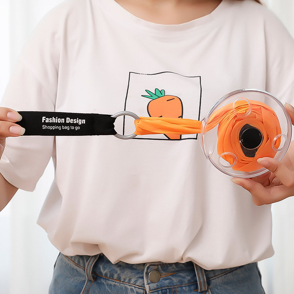 Bolsa ecológica enrollable y reutilizable color naranja para compras