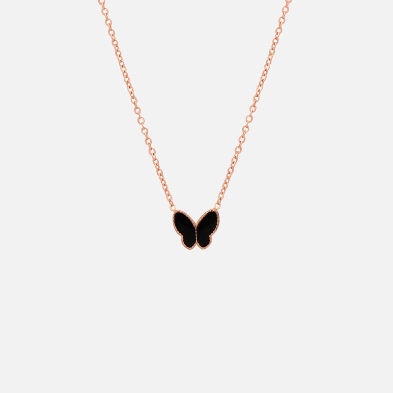 Collar con forma de mariposa | Material: Acero inoxidable | Enchapado: oro