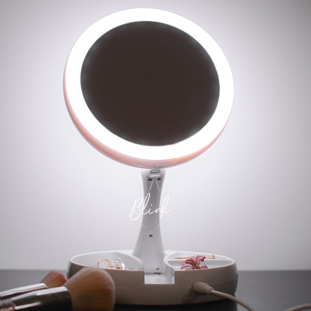 Espejo de maquillaje con luz LED